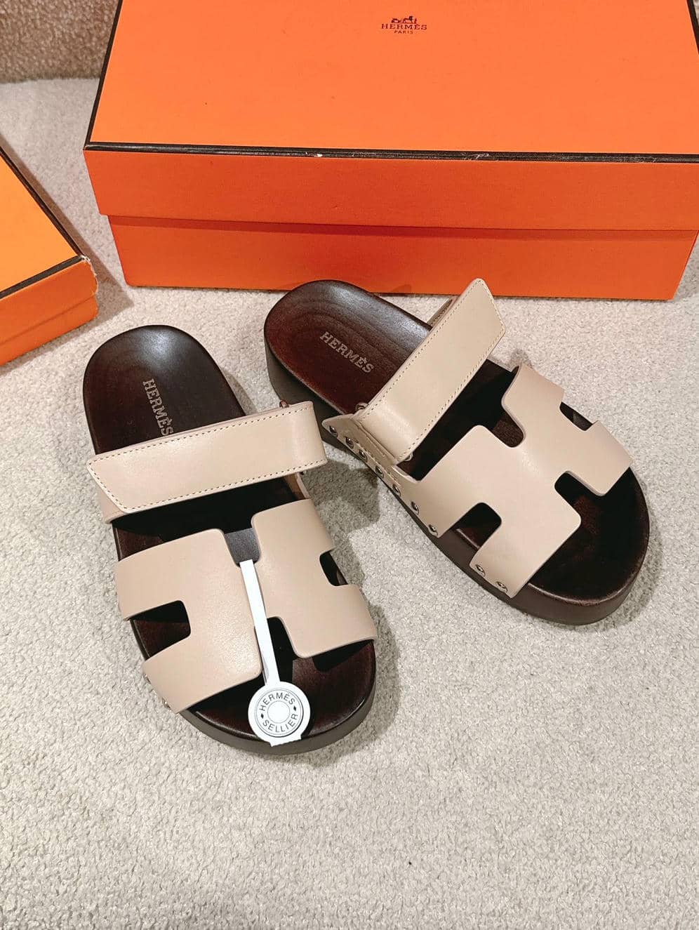 Hermes wooden sole sandals-9